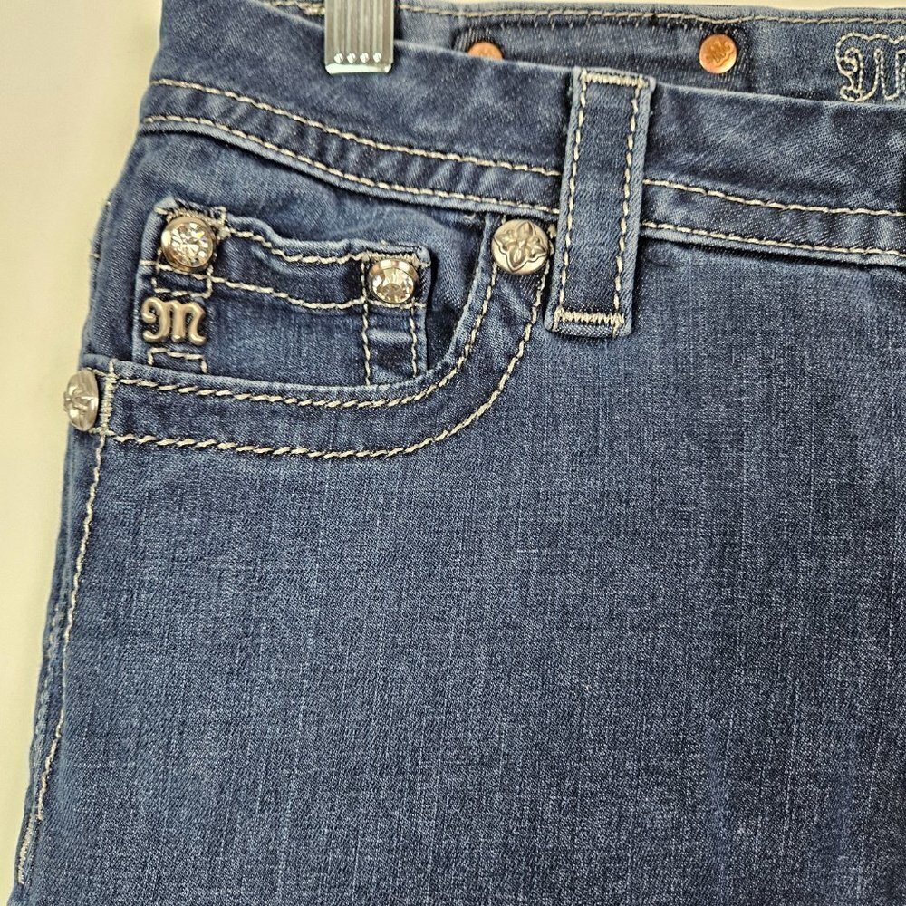 Miss Me Mid-Rise Easy Skinny Fleur De Lis Embellished Pocket Jean 27 JE8295ESR - Picture 4 of 12